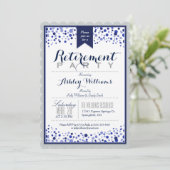 Silver Grau, White, Navy Blue Retirement Party Einladung (Stehend Vorderseite)