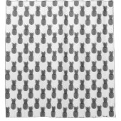 Silver Graue Ananas Frucht auf Weiß Duschvorhang (Vorderseite)