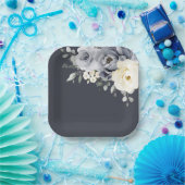 Silver Graue Elfenbeinblume Winter Rustikale Hochz Pappteller (Party)