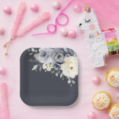 Silver Graue Elfenbeinblume Winter Rustikale Hochz Pappteller (Party)