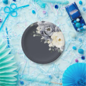 Silver Graue Elfenbeinblume Winter Rustikale Hochz Pappteller (Party)