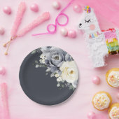 Silver Graue Elfenbeinblume Winter Rustikale Hochz Pappteller (Party)