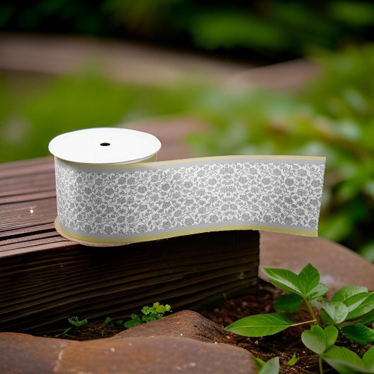 Silver Graue Floral Lace Silver Gold Trial Satinband