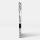 Silver Graue Glitzer Imitate Glitzern Monogramm iPhone Hülle (Linke Seite)