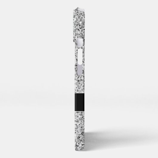 Silver Graue Glitzer Imitate Glitzern Monogramm iPhone Hülle (Linke Seite)