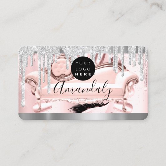 Silver Graue Glitzer Tropfen Frame Qr Code Logo WE Visitenkarte (Vorderseite)