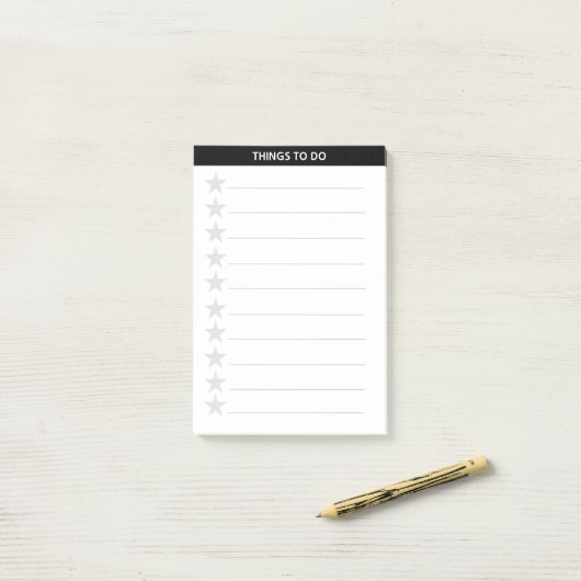 Silver Graue Stars und Black Header Dinge zu tun Post-it Klebezettel (Auf Schreibtisch)