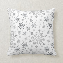 Silver Graue Weihnachtsschneeflocken im Winter Wei Kissen