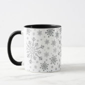 Silver Graue Weihnachtsschneeflocken im Winter Wei Tasse (Links)