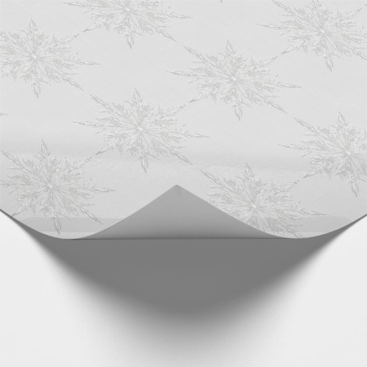 Silver Graue Winter Eiskristalle Große Muster Geschenkpapier (Ecke)