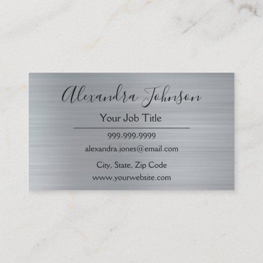 Silver - Grauer Brushed Metal Spray Tan Visitenkarte (Rückseite)