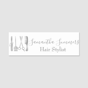 Silver Grauer Haar Salon Stylist Personalisiert Namensschild