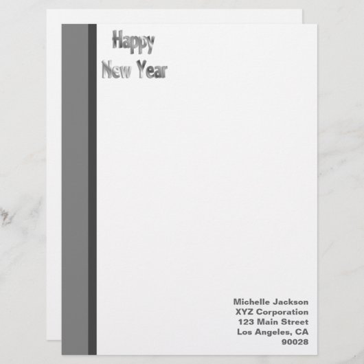 Silver Graues Glück Neues Jahr Briefkopf (Vorne/Hinten)