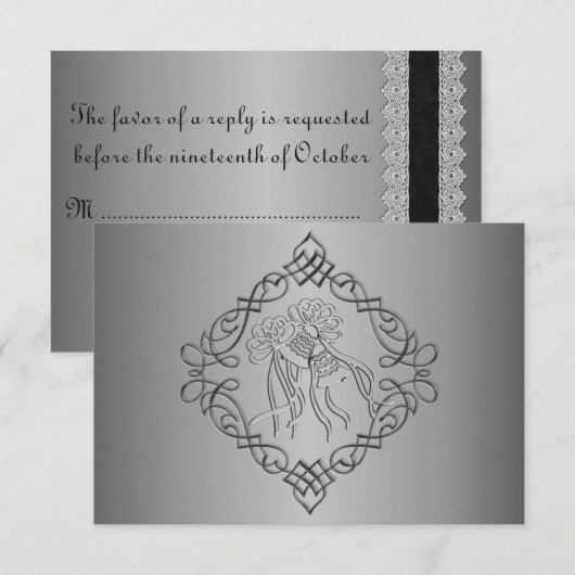 Silver graved Look Wedding RSVP (Vorne/Hinten)