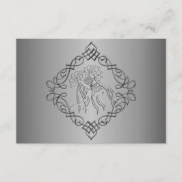 Silver graved Look Wedding RSVP Karte
