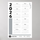 Silver Gray 2026 Corporate Wall Calendar Poster (Vorne)