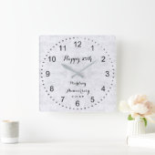 Silver Gray 25th Silver Wedding Annivers Quadratische Wanduhr (Zuhause)
