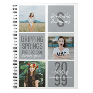 Silver Gray 3-Foto Fun Boxes Class Year Notebook Notizblock