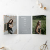 Silver Gray 5-Foto Fun Boxes Abschluss Dreifach Gefaltete Einladung (Innenseite)