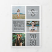 Silver Gray 5-Foto Fun Boxes Abschluss Dreifach Gefaltete Einladung (Cover)