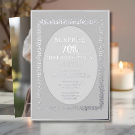 Silver Gray 70. Custom Überraschung Geburtstag Folieneinladung