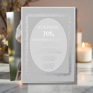 Silver Gray 70. Custom Überraschung Geburtstag Folieneinladung