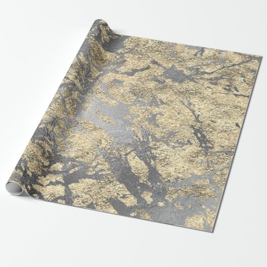 Silver Gray Abstrakt Molten Champaign Gold VIP Geschenkpapier (Ungerollt)