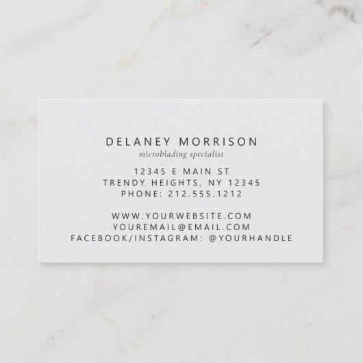 Silver Gray Agate Glitter Luxury Microblading Visitenkarte (Rückseite)