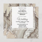 *~*SILVER GRAY AGATE Marmor UAWG AR66 QR Hochzeit Einladung (Vorne/Hinten)