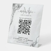 Silver Gray Agate Monogram Scan to Pay QR Code Sockelschild (Vorderseite)