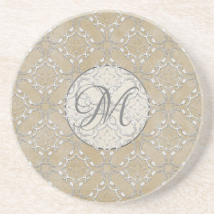 Silver Gray and Beige Metallic Filagree Pattern Getränkeuntersetzer
