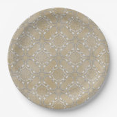 Silver Gray and Beige Metallic Filagree Pattern Pappteller (Vorderseite)