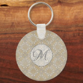 Silver Gray and Beige Metallic Filagree Pattern Schlüsselanhänger (Vorderseite)
