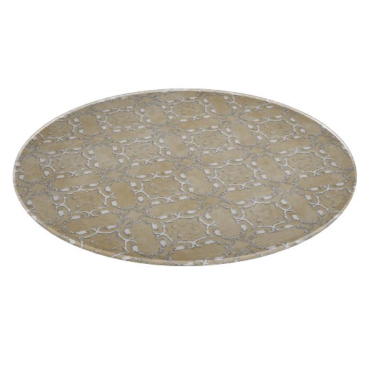 Silver Gray and Beige Metallic Filagree Pattern Schneidebrett (Ecke)