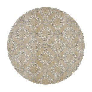 Silver Gray and Beige Metallic Filagree Pattern Schneidebrett