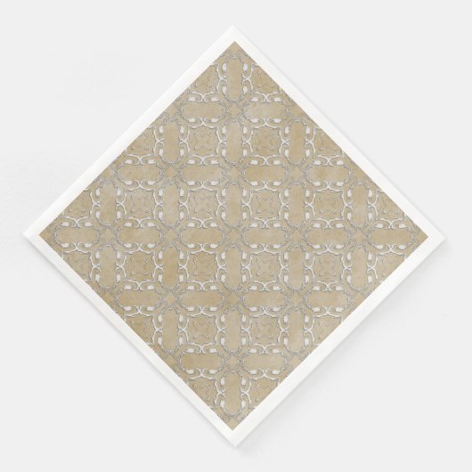 Silver Gray and Beige Metallic Filagree Pattern Serviette (Ecke)