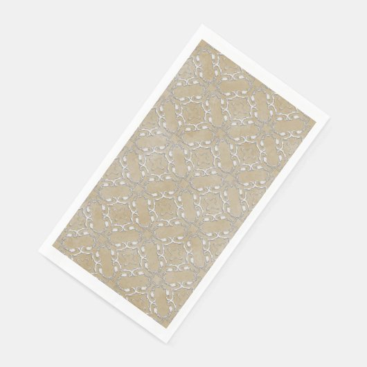 Silver Gray and Beige Metallic Filagree Pattern Serviette (Ecke)