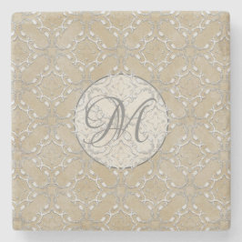 Silver Gray and Beige Metallic Filagree Pattern Steinuntersetzer