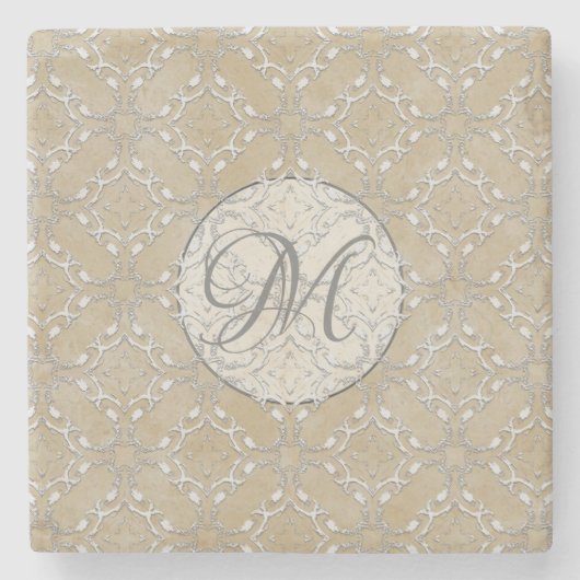 Silver Gray and Beige Metallic Filagree Pattern Steinuntersetzer (Vorderseite)