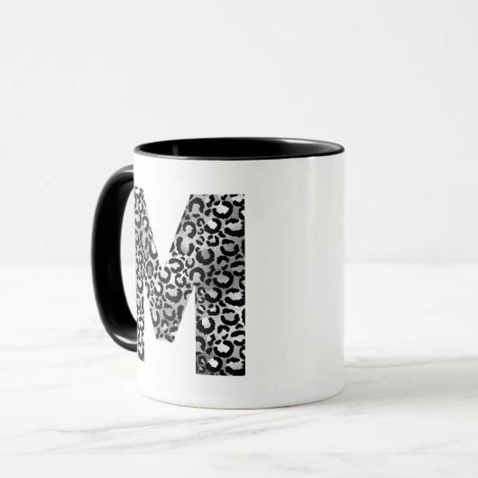 Silver Gray and Black Initial M Monogram Tasse (Vorderseite Links)