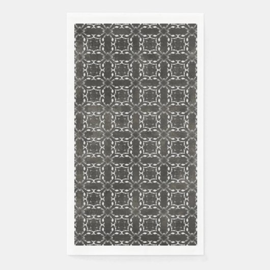 Silver Gray and Black Metallic Filigree Muster Serviette (Vorderseite)