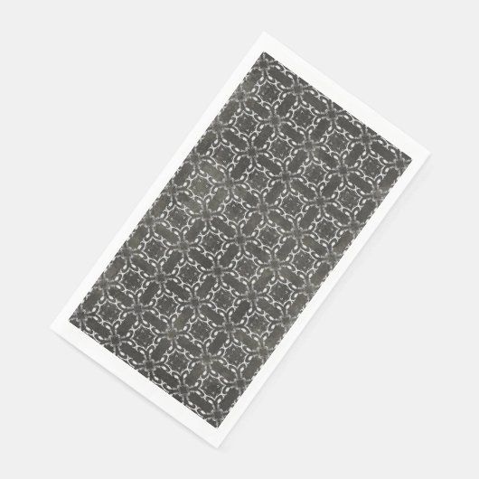 Silver Gray and Black Metallic Filigree Muster Serviette (Ecke)