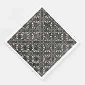 Silver Gray and Black Metallic Filigree Muster Serviette (Ecke)