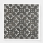 Silver Gray and Black Metallic Filigree Muster Serviette (Vorderseite)