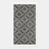 Silver Gray and Black Metallic Filigree Muster Serviette (Vorderseite)