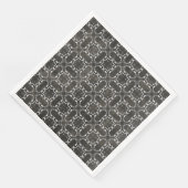 Silver Gray and Black Metallic Filigree Muster Serviette (Ecke)