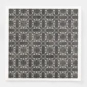 Silver Gray and Black Metallic Filigree Muster Serviette (Vorderseite)