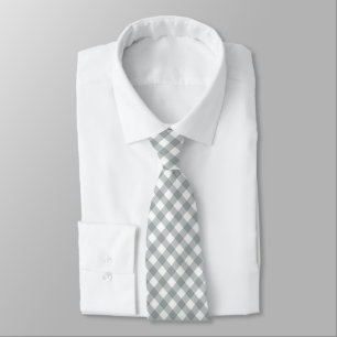 Silver Gray and White Angled Gingham Krawatte
