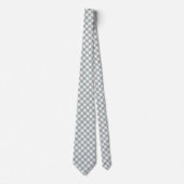 Silver Gray and White Angled Gingham Krawatte (Vorderseite)