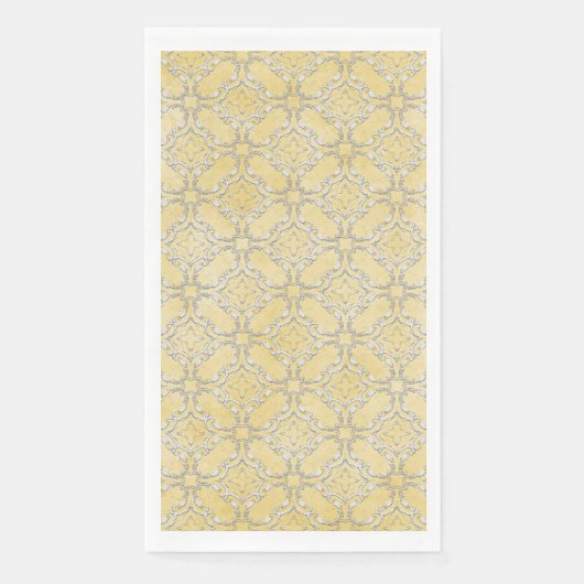 Silver Gray and Yellow Metallic Flechtmuster Serviette (Vorderseite)